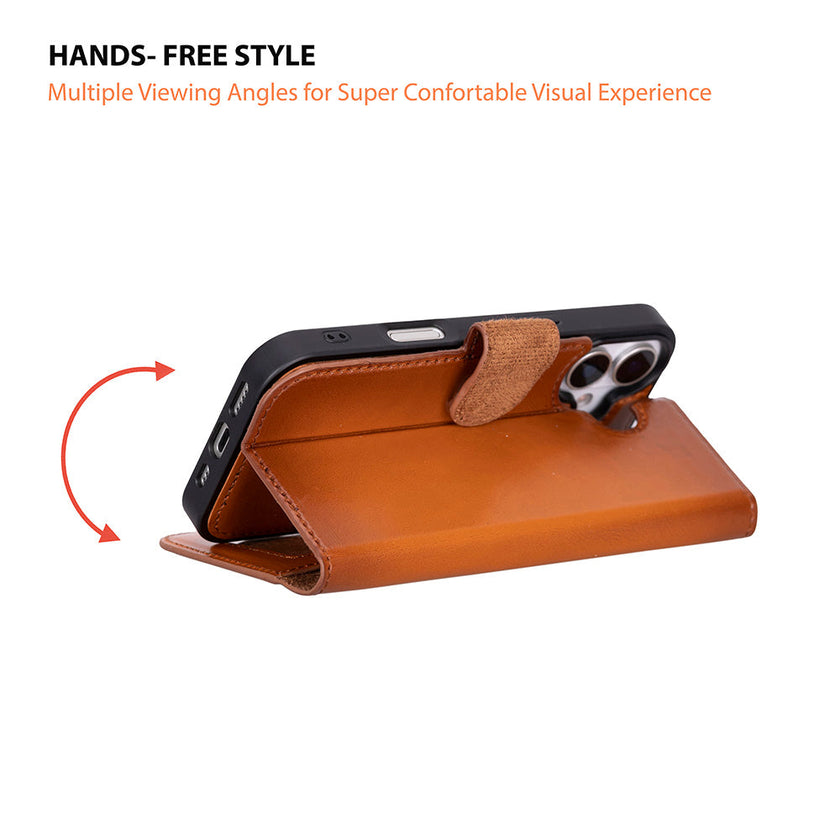 iPhone 17 Deri Çıkarılabilir Cüzdan Kılıfı