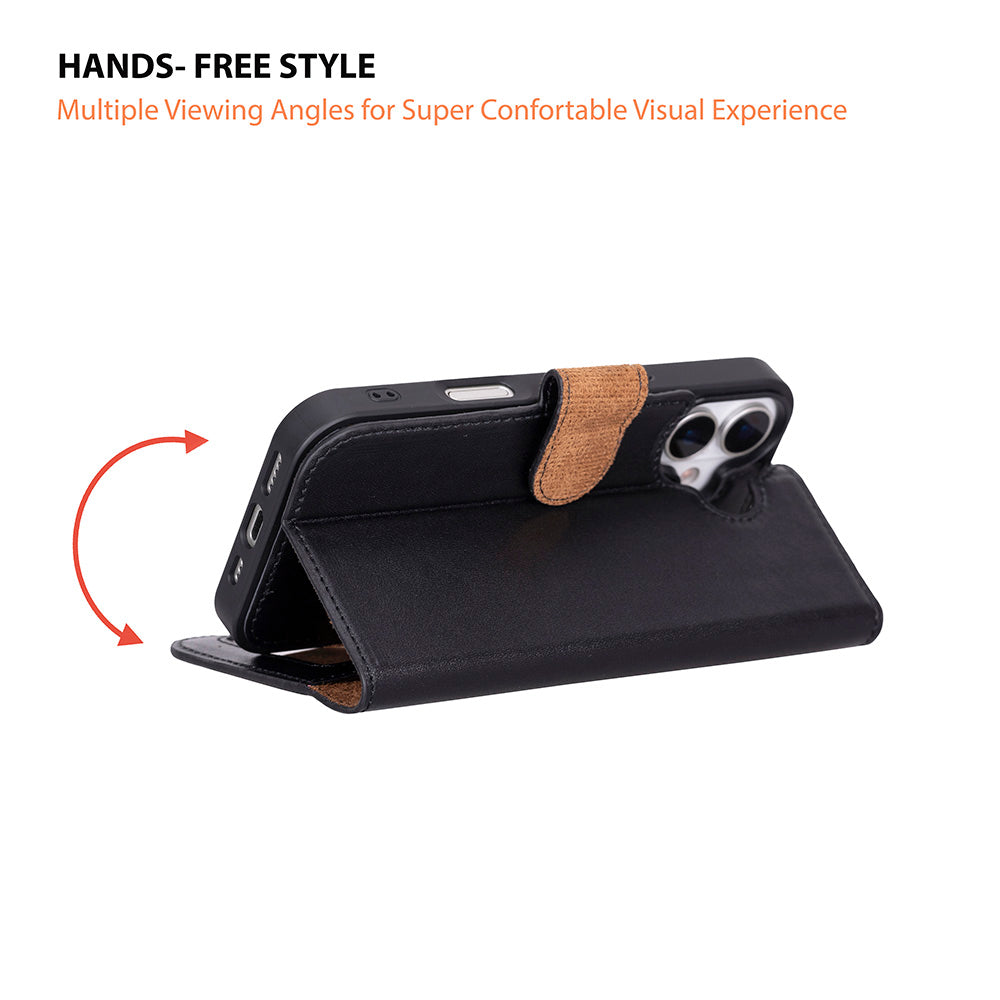 iPhone 17 Deri Çıkarılabilir Cüzdan Kılıfı