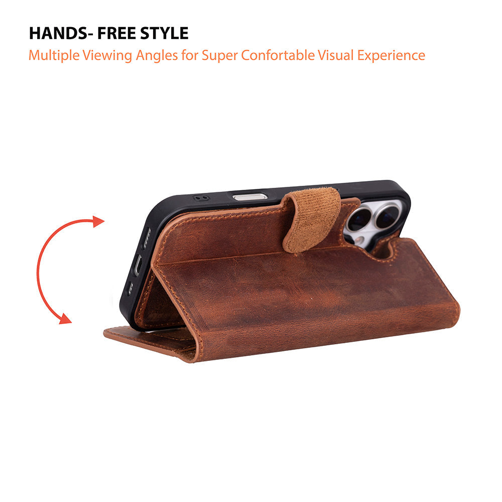 iPhone 17 Deri Çıkarılabilir Cüzdan Kılıfı