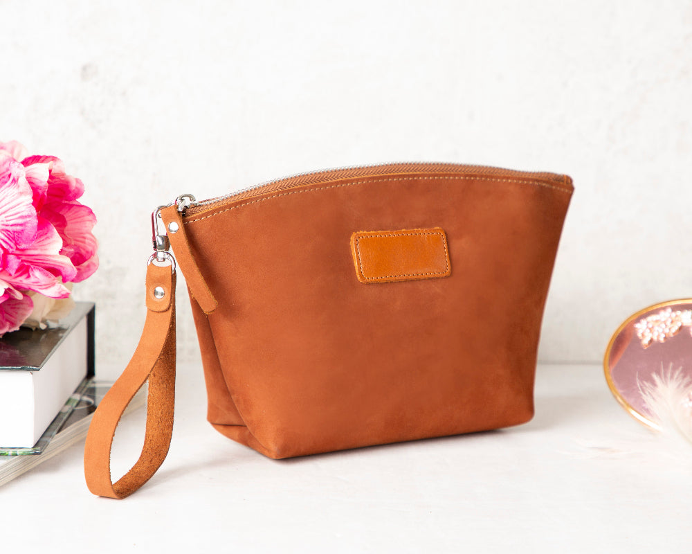 Vira Leather Makeup Bag