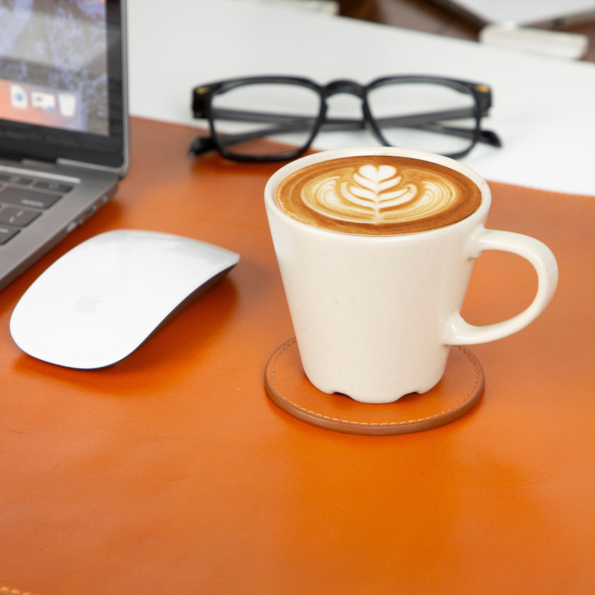 Solces Cup Leather Coaster Set