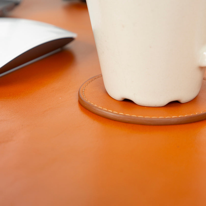 Solces Cup Leather Coaster Set