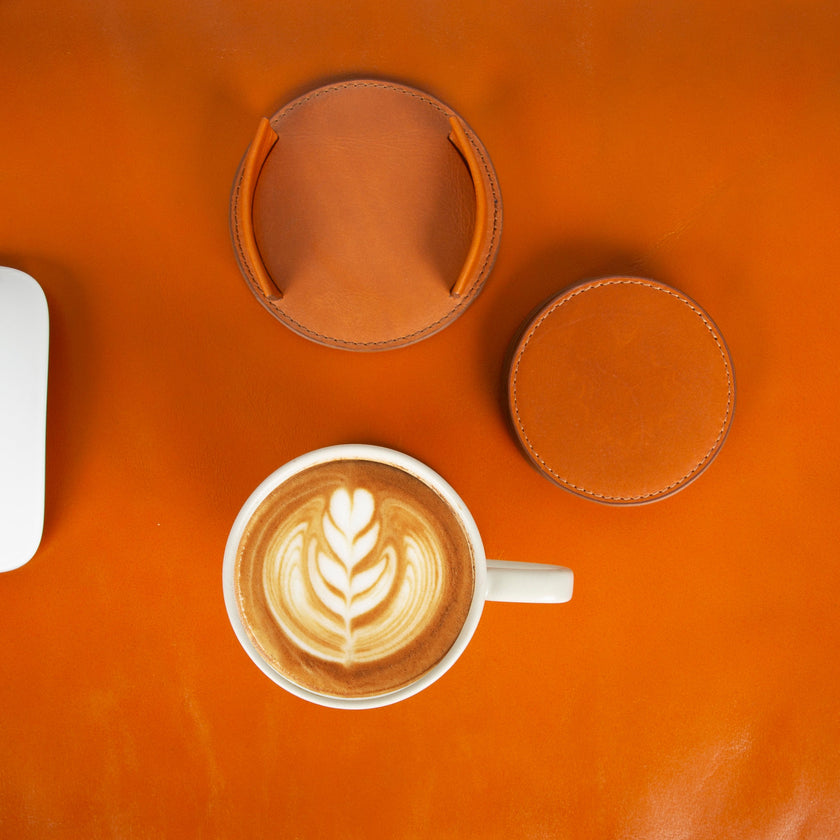 Solces Cup Leather Coaster Set