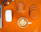 Solces Cup Leather Coaster Set