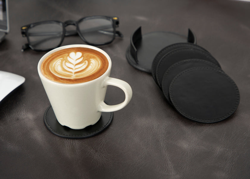 Solces Cup Leather Coaster Set
