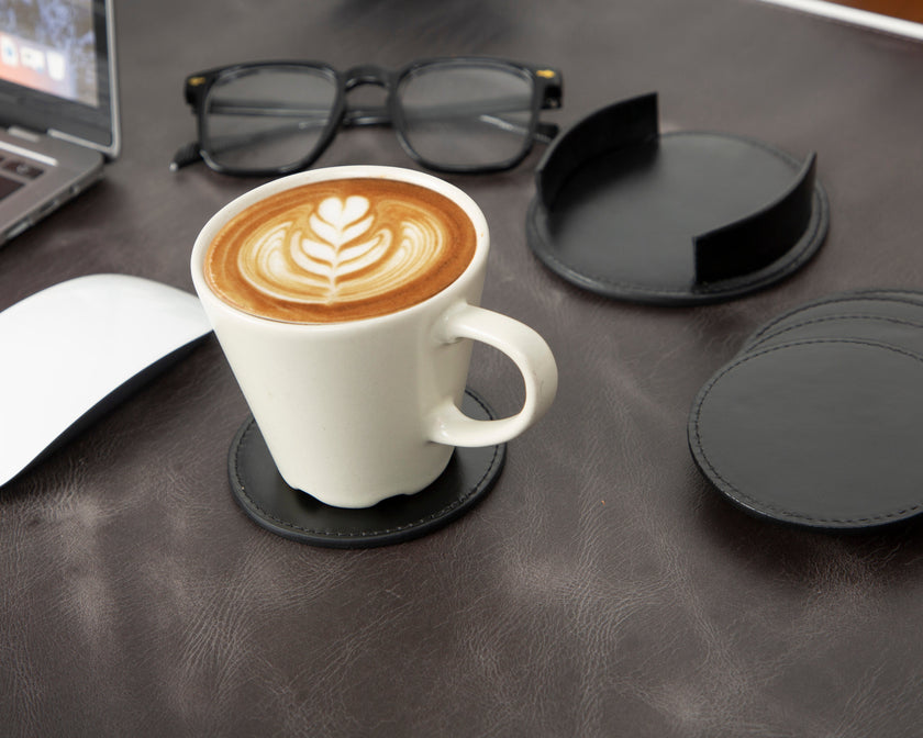 Solces Cup Leather Coaster Set