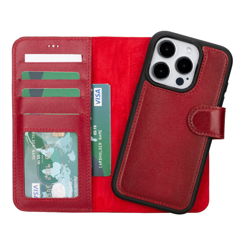iPhone 16 Pro Detachable Leather Wallet Case