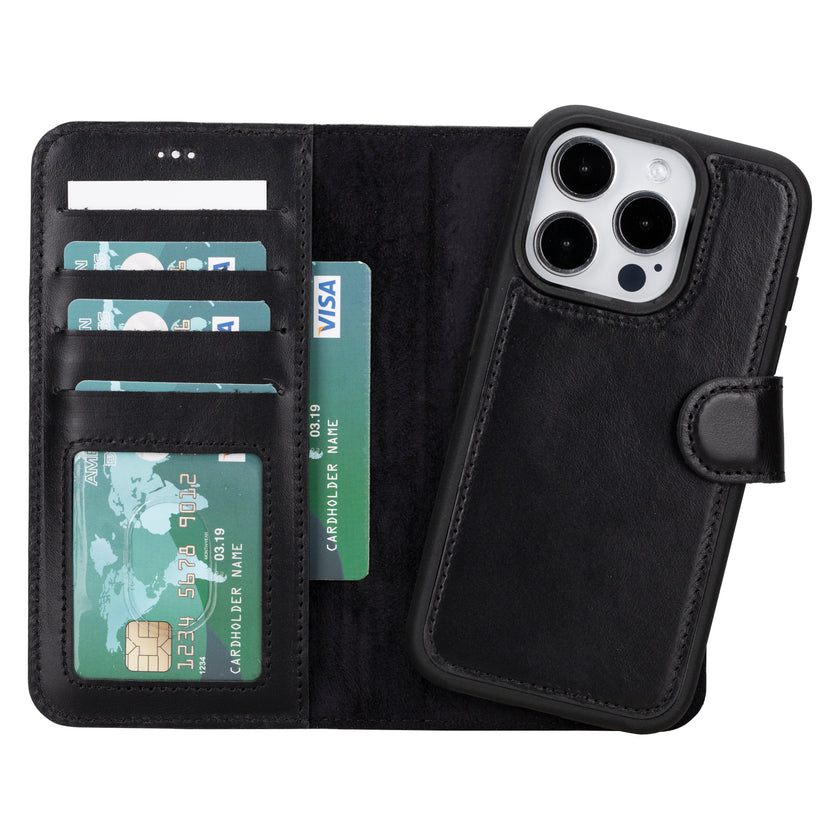 iPhone 16 Pro Max Leather Detachable Wallet Case