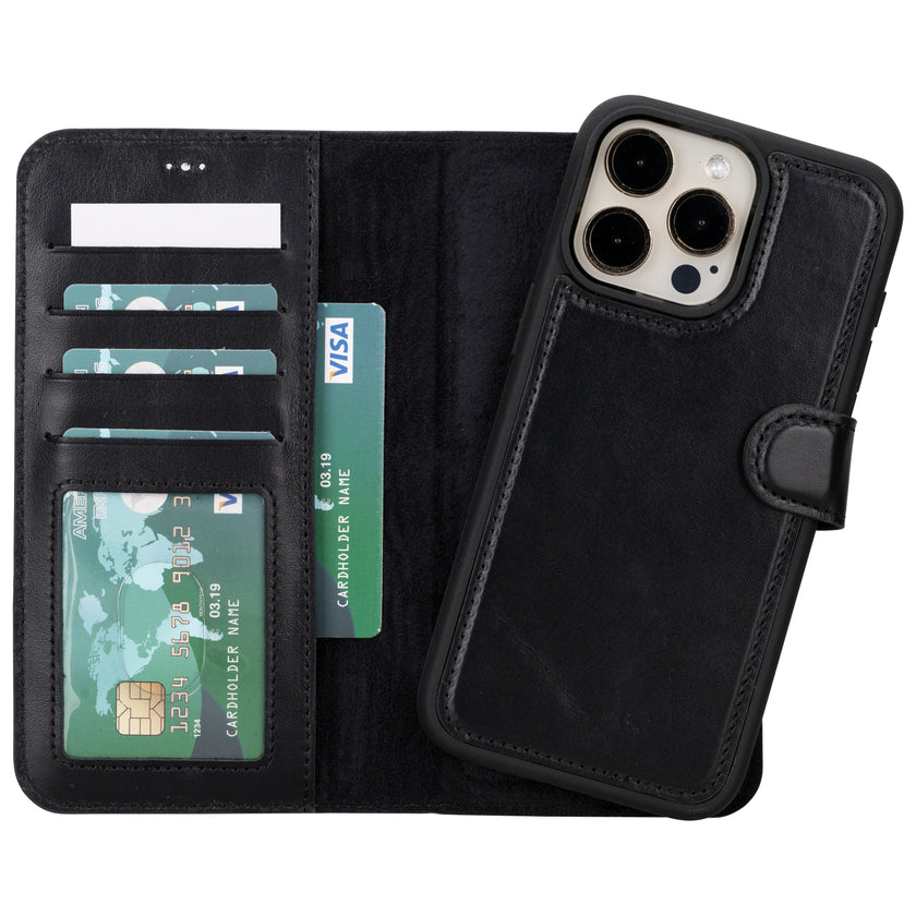 iPhone 16 Pro Detachable Leather Wallet Case