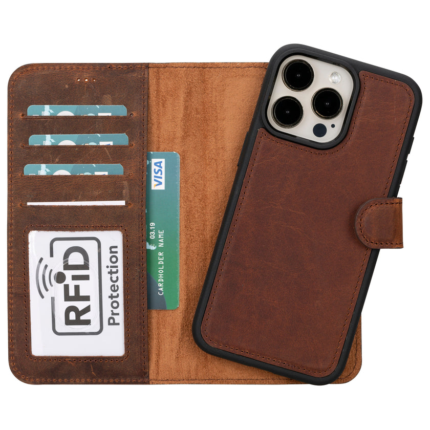 iPhone 16 Pro Max Leather Detachable Wallet Case