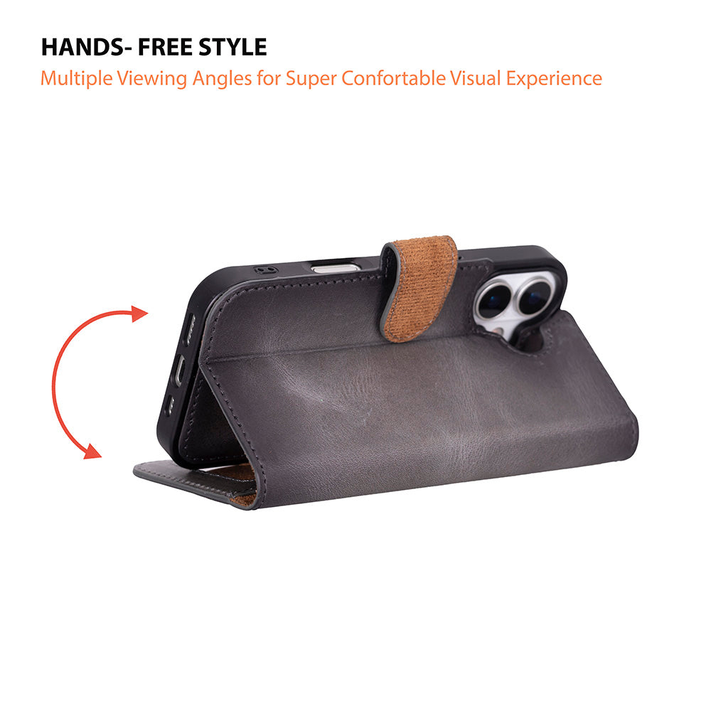 iPhone 17 Deri Çıkarılabilir Cüzdan Kılıfı