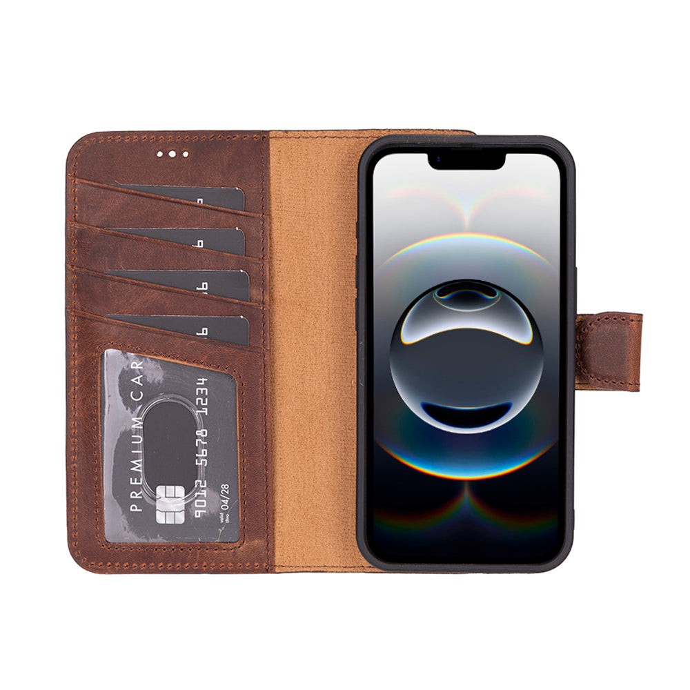 iPhone 16E Detachable Leather Wallet Case