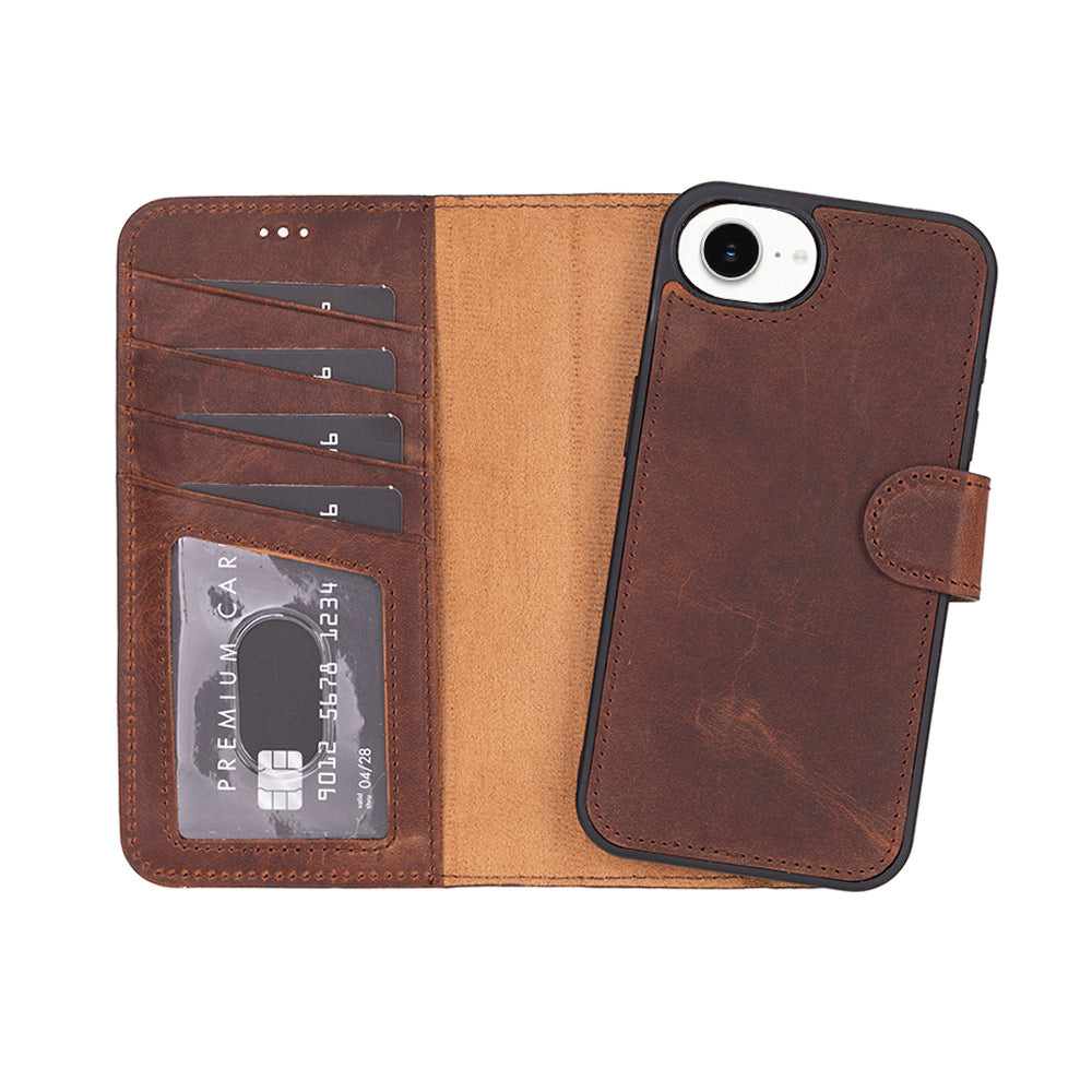 iPhone 16E Detachable Leather Wallet Case
