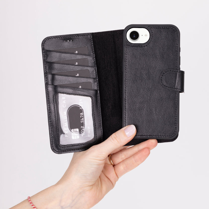 iPhone 16E Detachable Leather Wallet Case