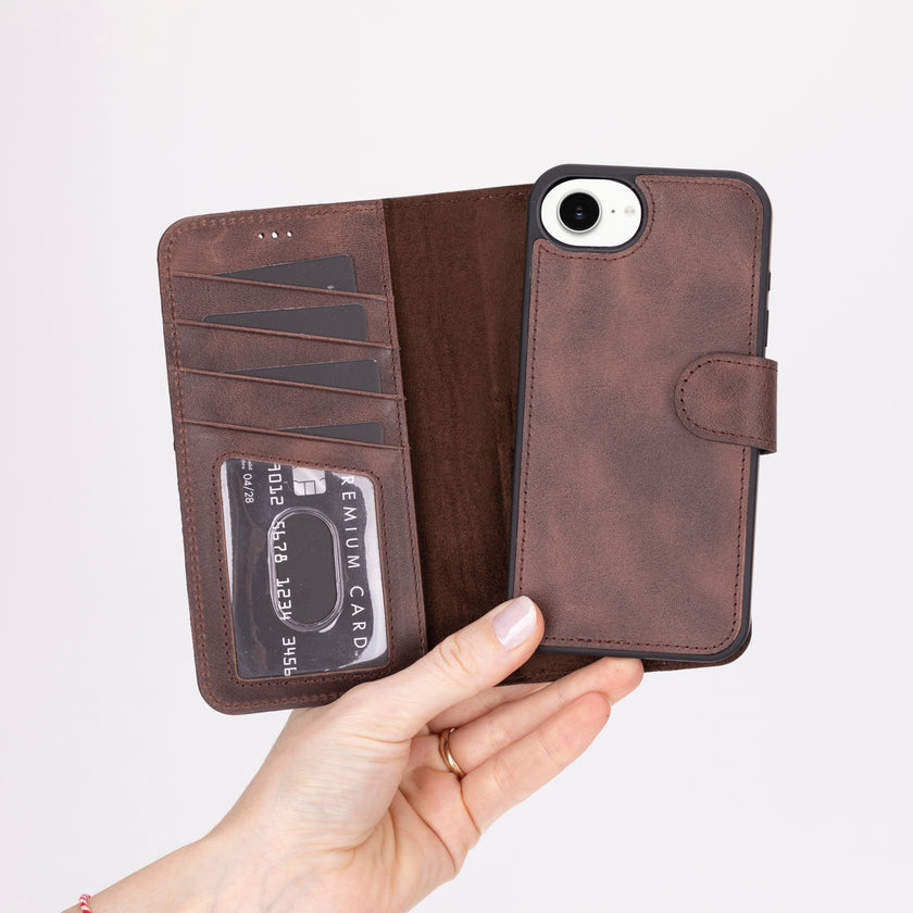 iPhone 16E Detachable Leather Wallet Case
