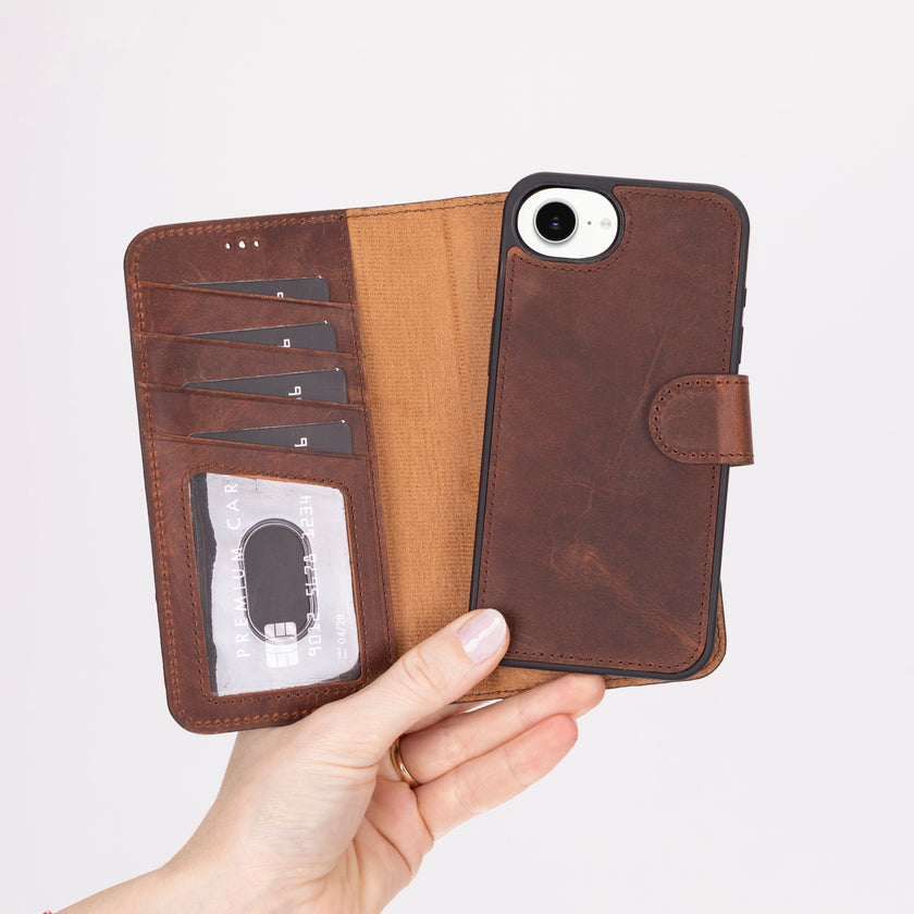iPhone 16E Detachable Leather Wallet Case
