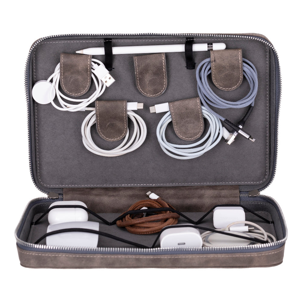 Epsilon Leather Travel Cable Organizer