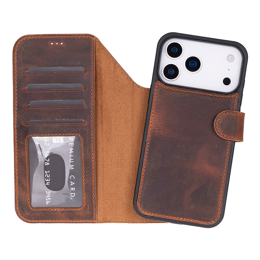 iPhone 17 Pro Leather Detachable Wallet Case