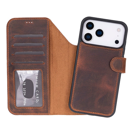 iPhone 17 Pro Leather Detachable Wallet Case