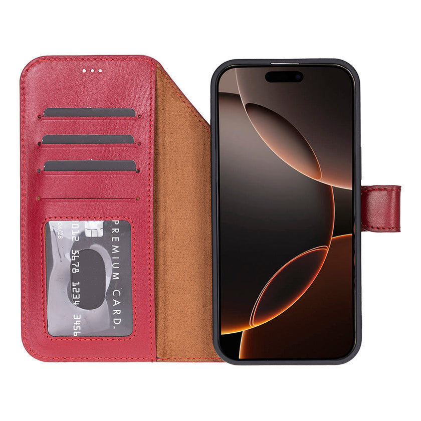 iPhone 17 Pro Leather Detachable Wallet Case