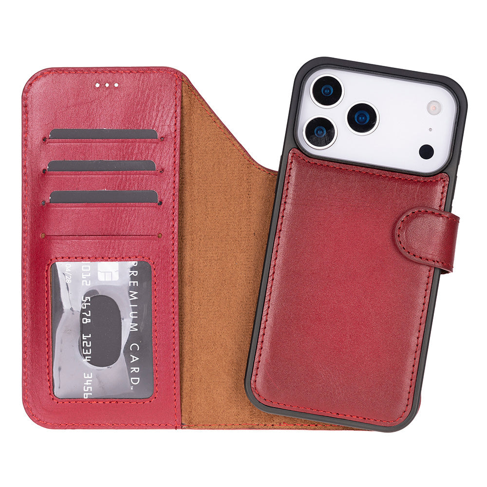 iPhone 17 Pro Leather Detachable Wallet Case