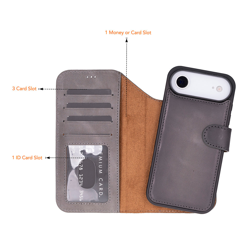 iPhone 17 Air Leather Detachable Wallet Case