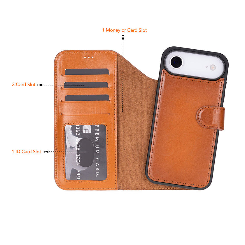 iPhone 17 Air Leather Detachable Wallet Case