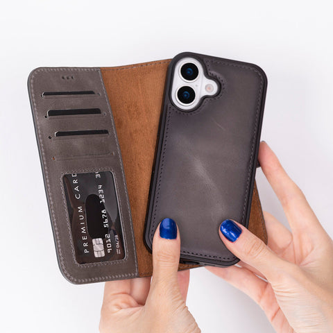 iPhone 17 Leather Detachable Wallet Case