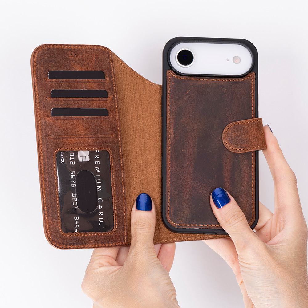 iPhone 17 Air Leather Detachable Wallet Case