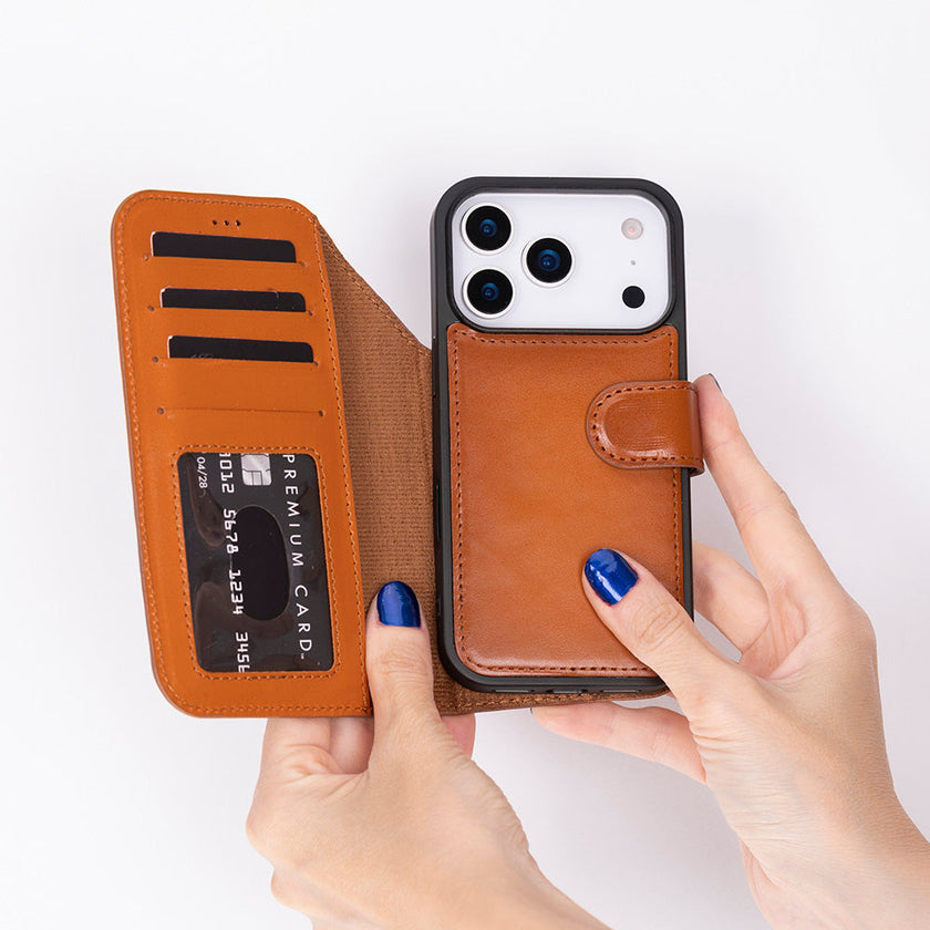 iPhone 17 Pro Leather Detachable Wallet Case