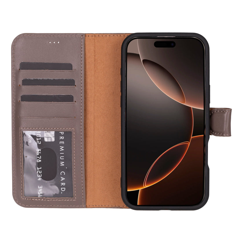 iPhone 16 Pro Max Leather Detachable Wallet Case