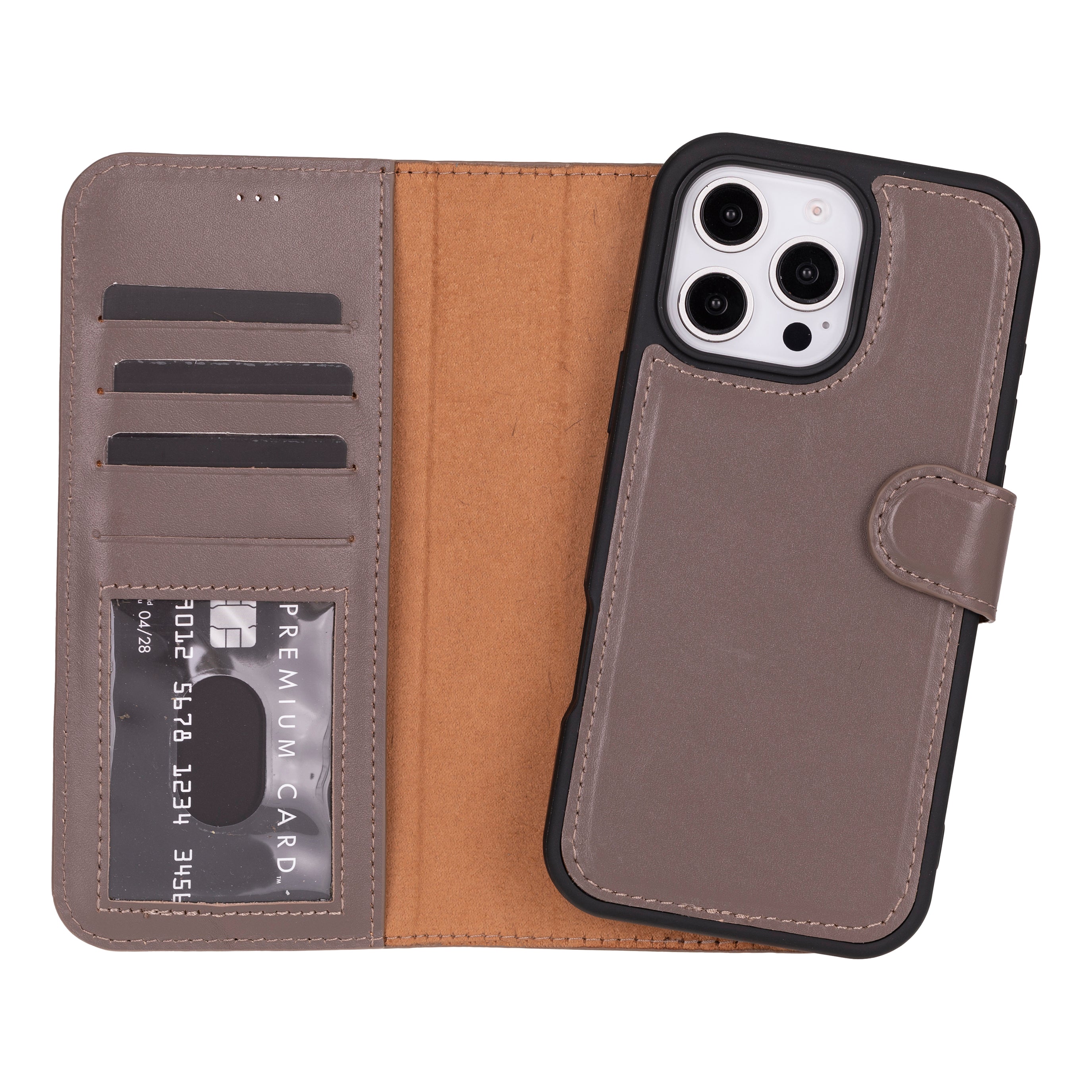 iPhone 16 Pro Max Leather Detachable Wallet Case