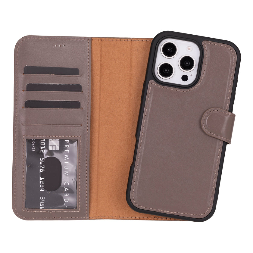 iPhone 16 Pro Max Leather Detachable Wallet Case
