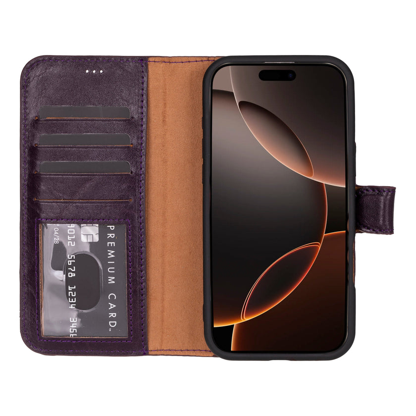 iPhone 16 Pro Detachable Leather Wallet Case