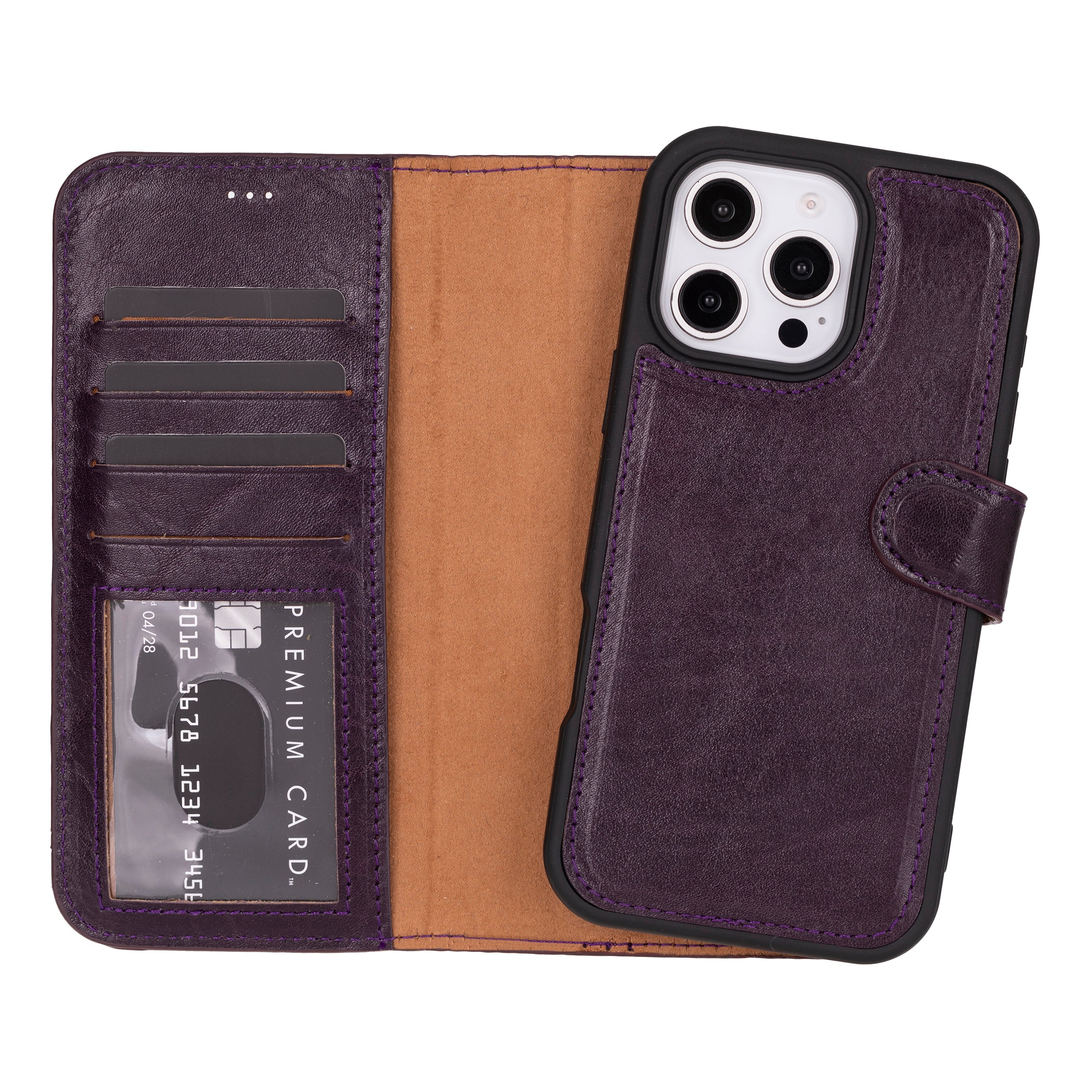 iPhone 16 Pro Detachable Leather Wallet Case