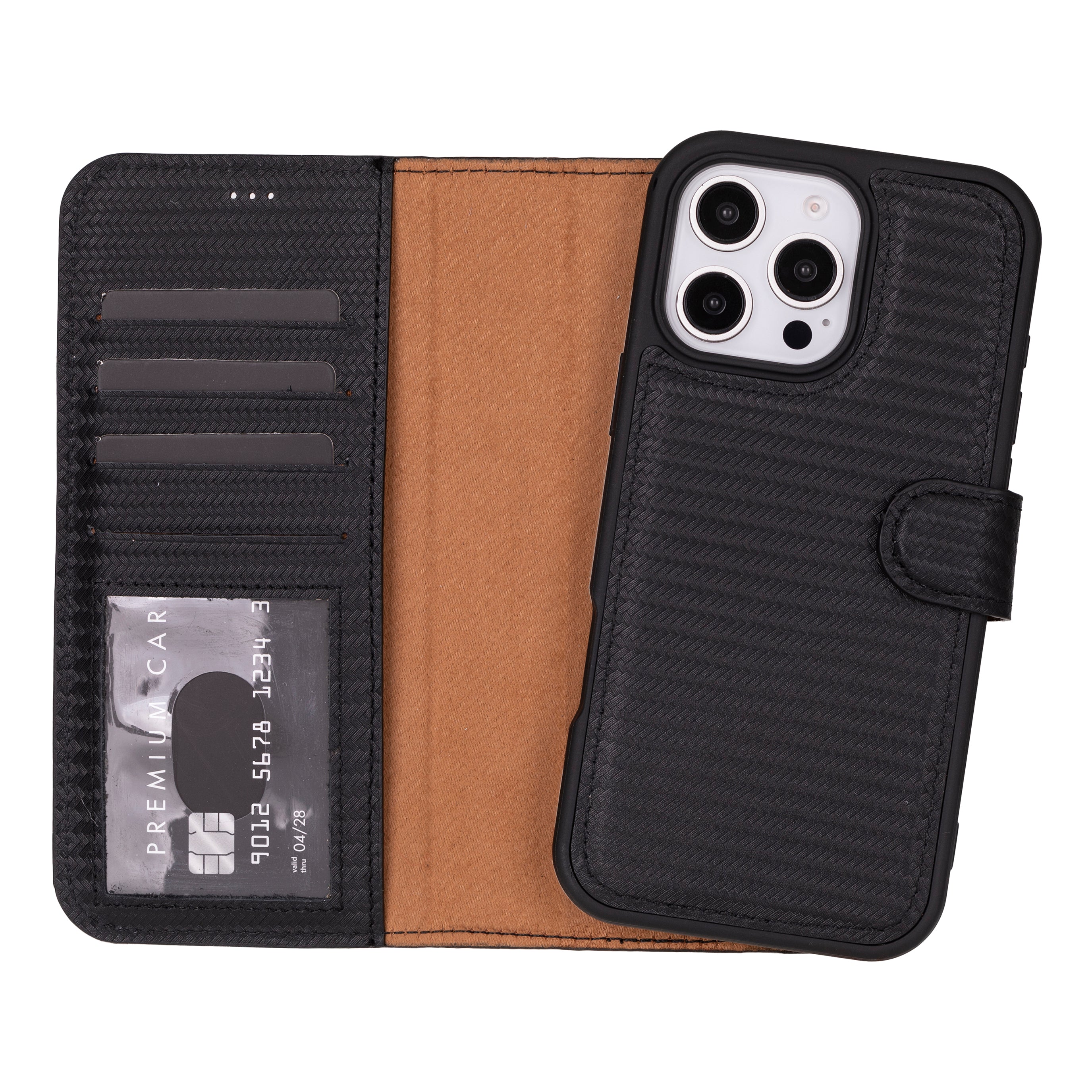 iPhone 16 Pro Detachable Leather Wallet Case