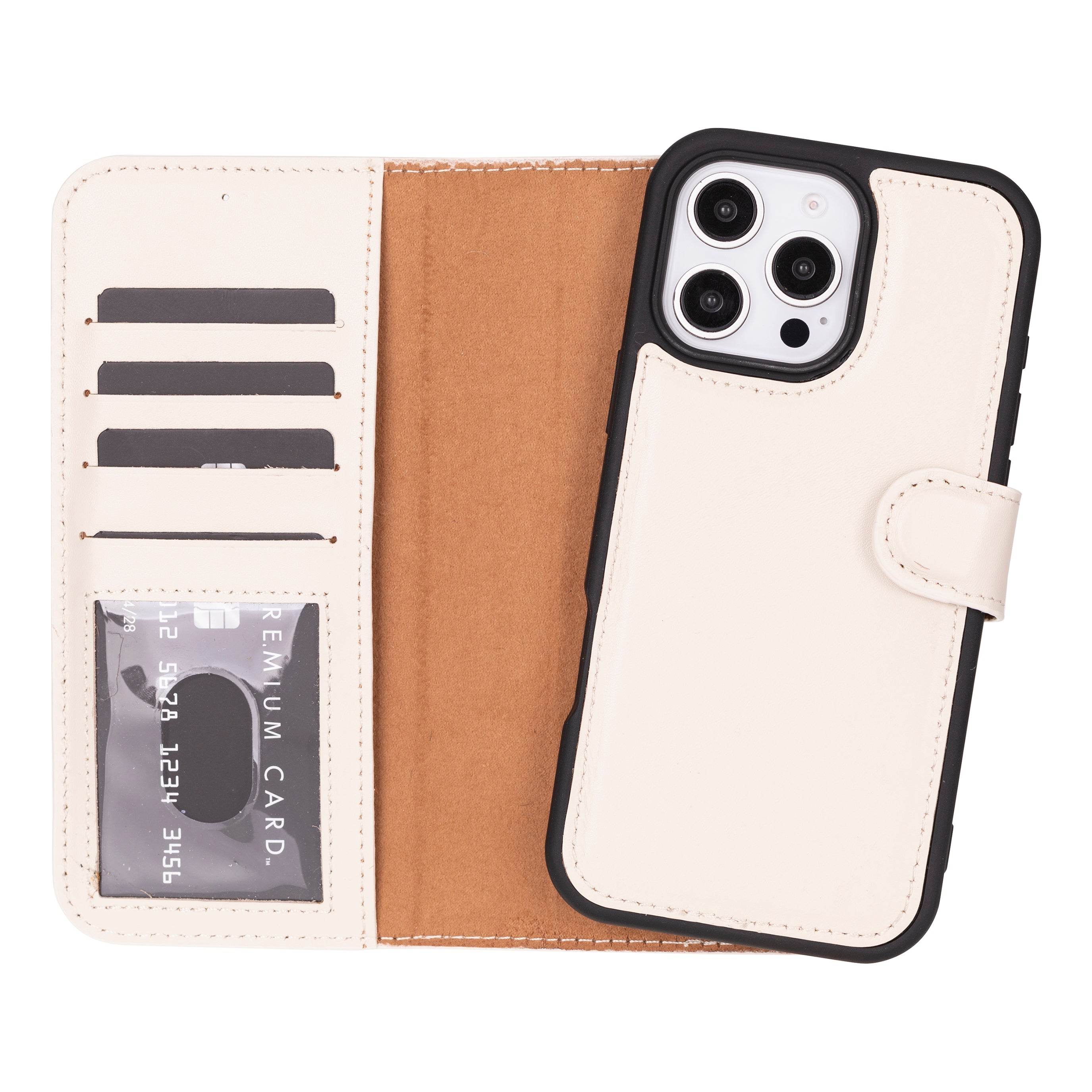 iPhone 16 Pro Detachable Leather Wallet Case