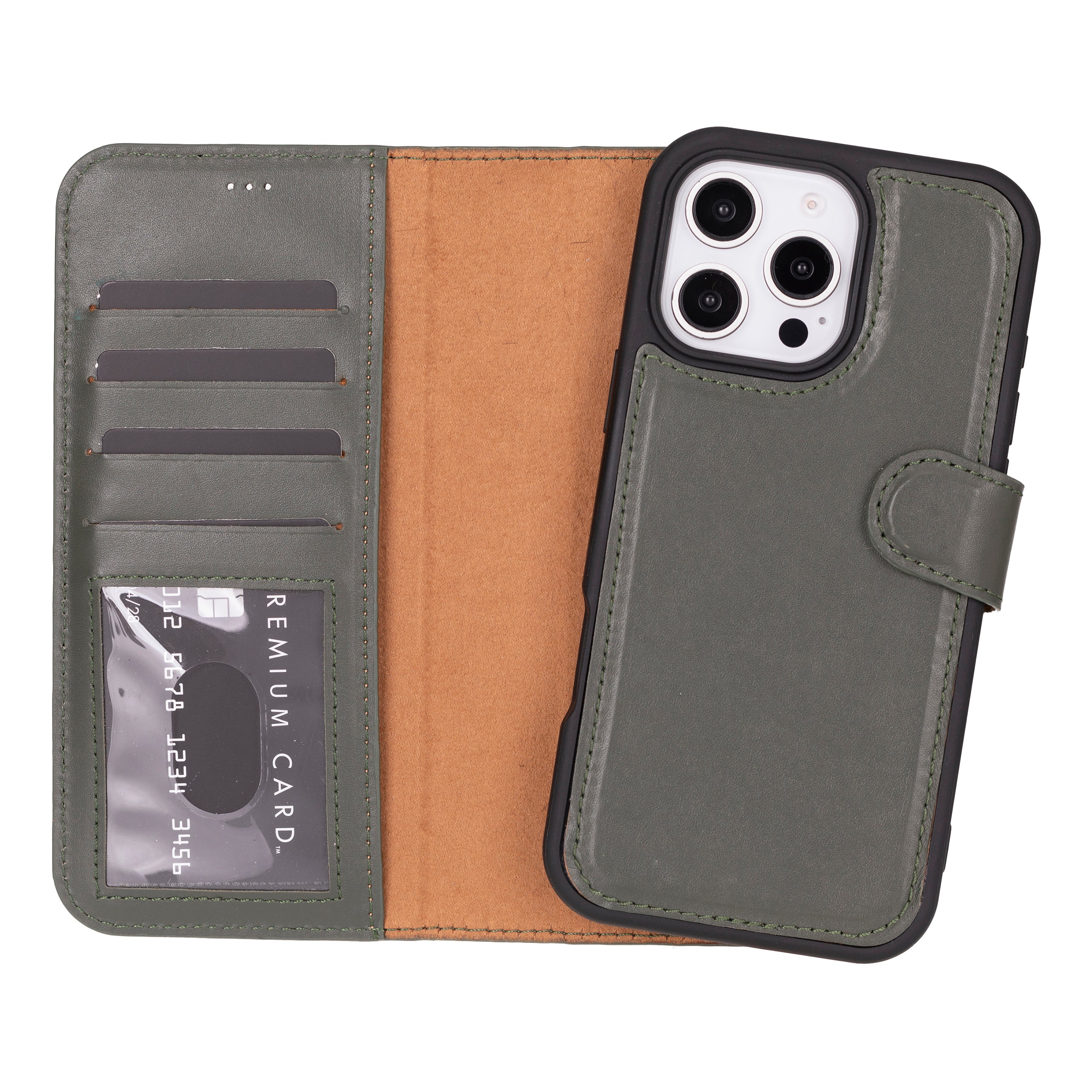 iPhone 16 Pro Detachable Leather Wallet Case