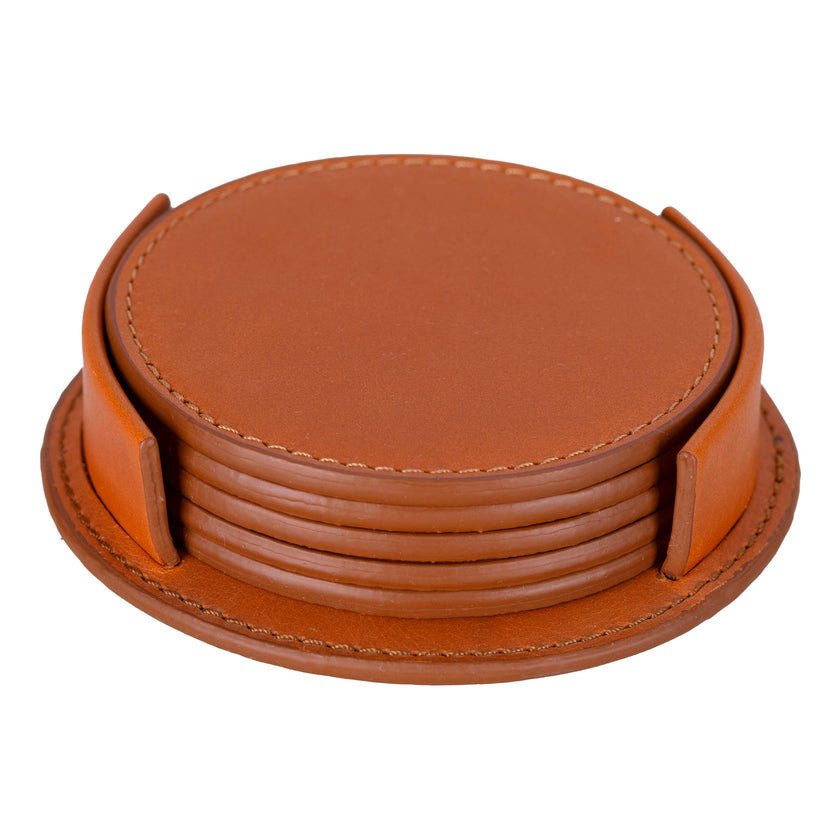Solces Cup Leather Coaster Set