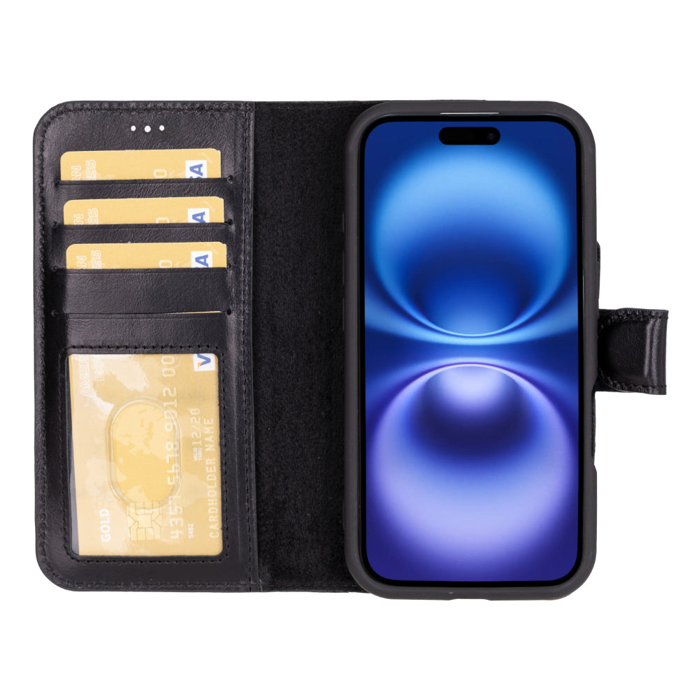 iPhone 16 Detachable Leather Wallet Case
