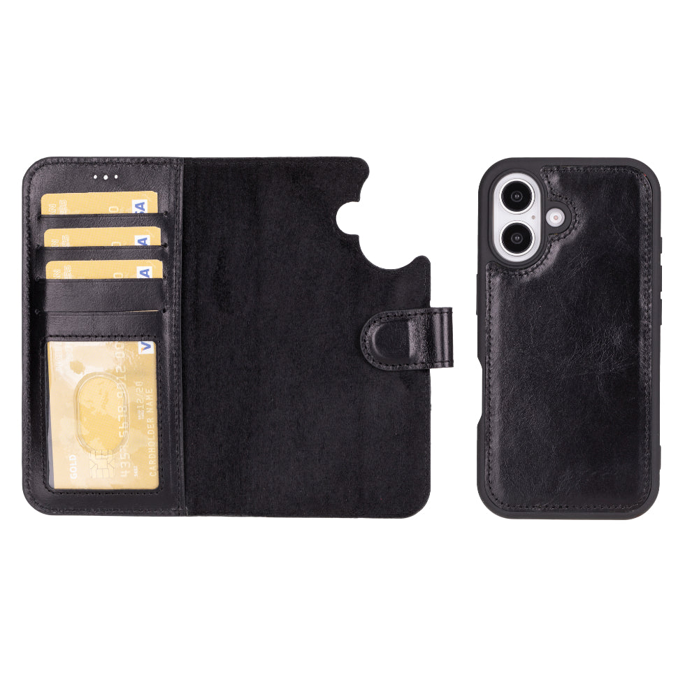 iPhone 16 Detachable Leather Wallet Case