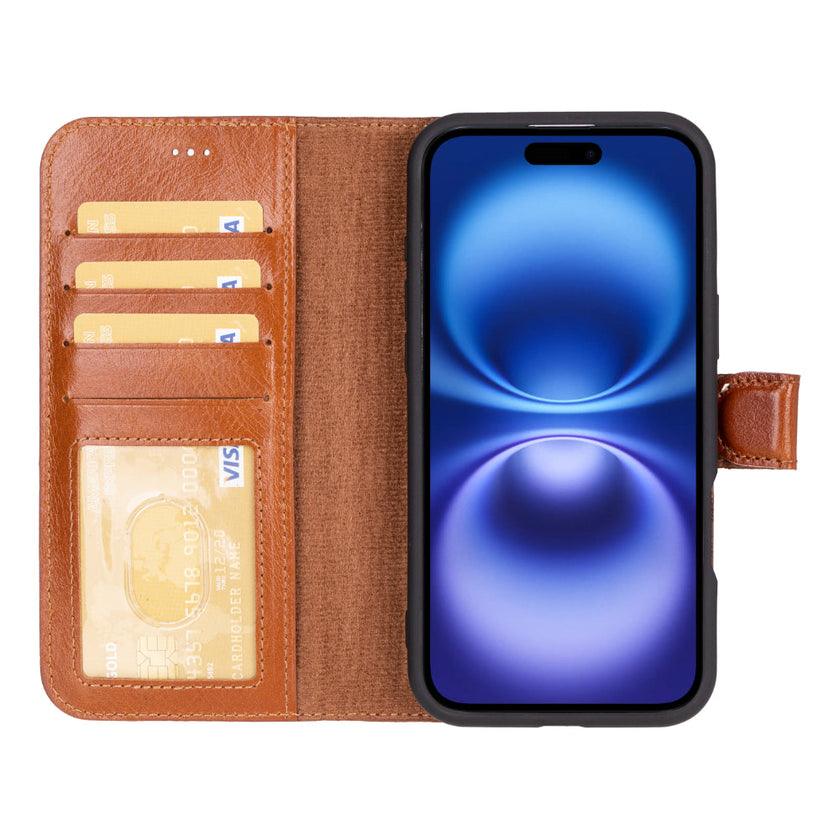 iPhone 16 Plus Detachable Leather Wallet Case
