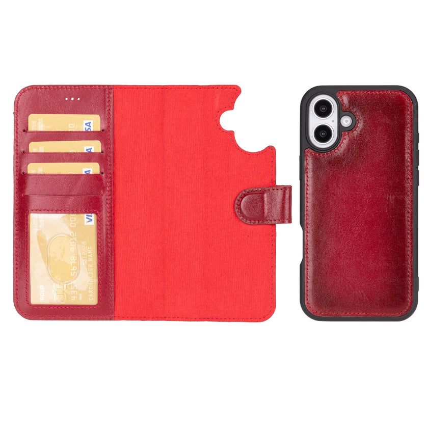 iPhone 16 Detachable Leather Wallet Case