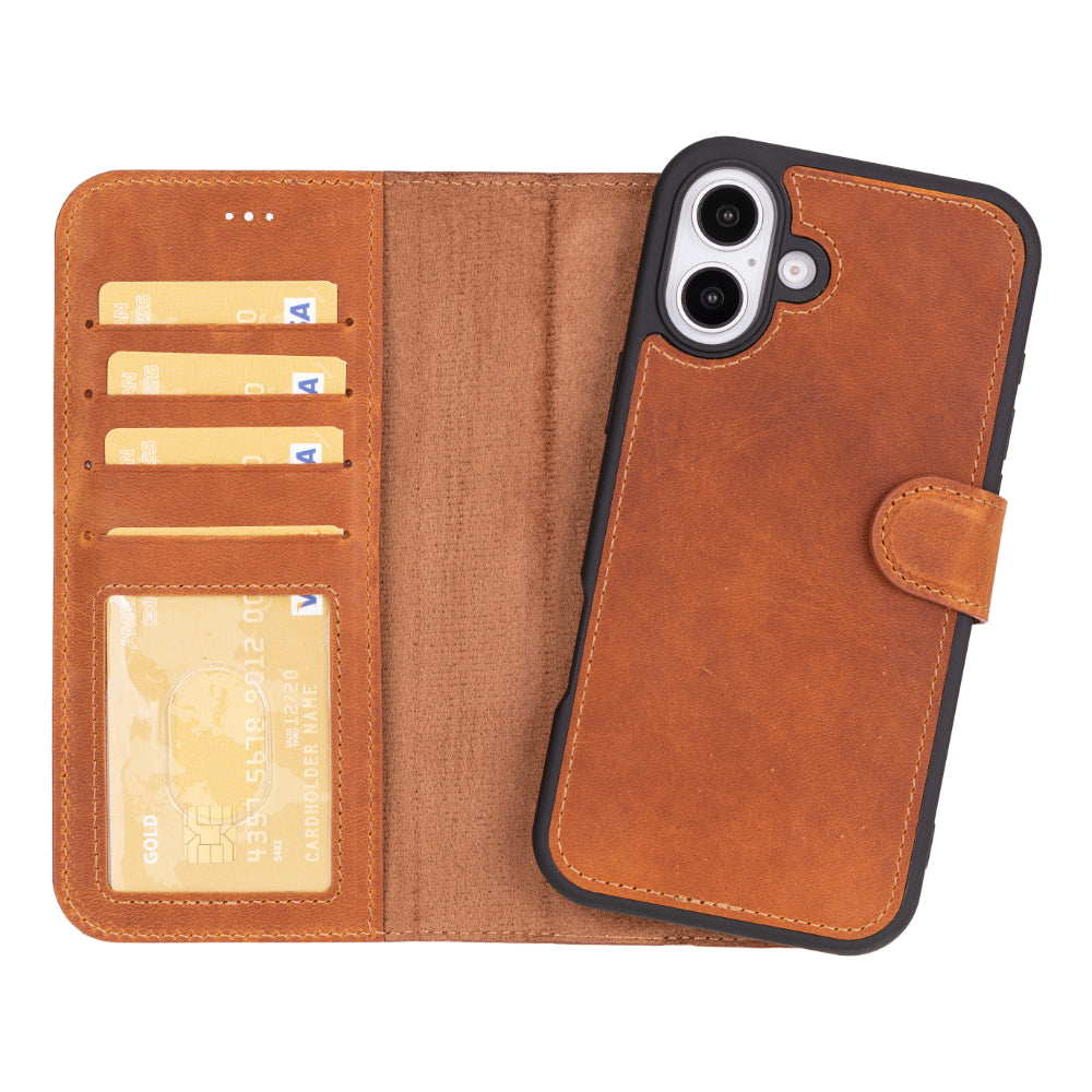 iPhone 16 Detachable Leather Wallet Case