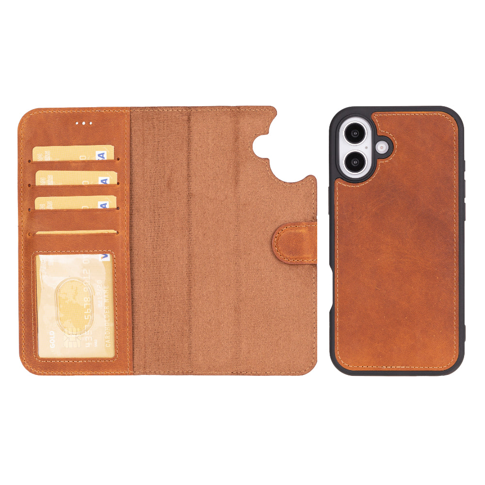 iPhone 16 Detachable Leather Wallet Case