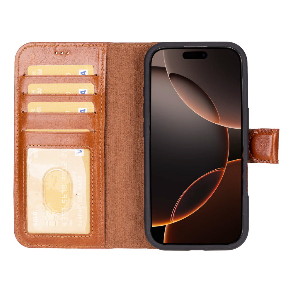 iPhone 16 Pro Max Leather Detachable Wallet Case
