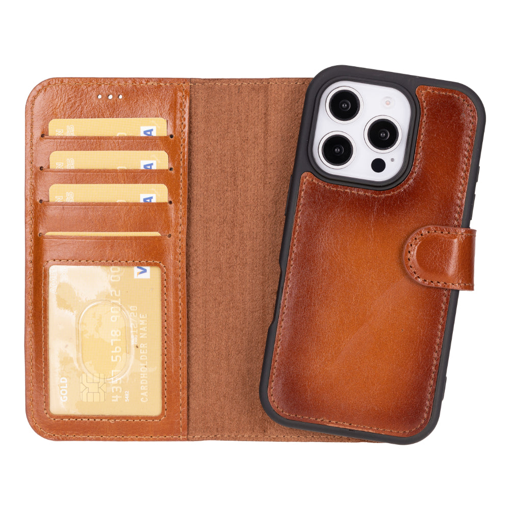 iPhone 16 Pro Max Leather Detachable Wallet Case