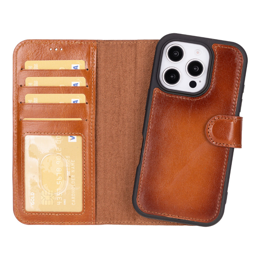 iPhone 16 Pro Max Leather Detachable Wallet Case