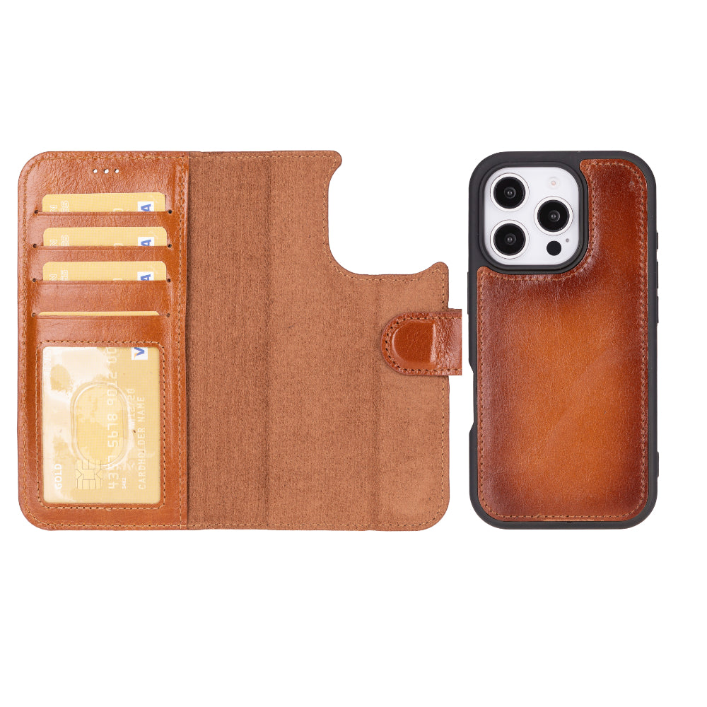 iPhone 16 Pro Detachable Leather Wallet Case
