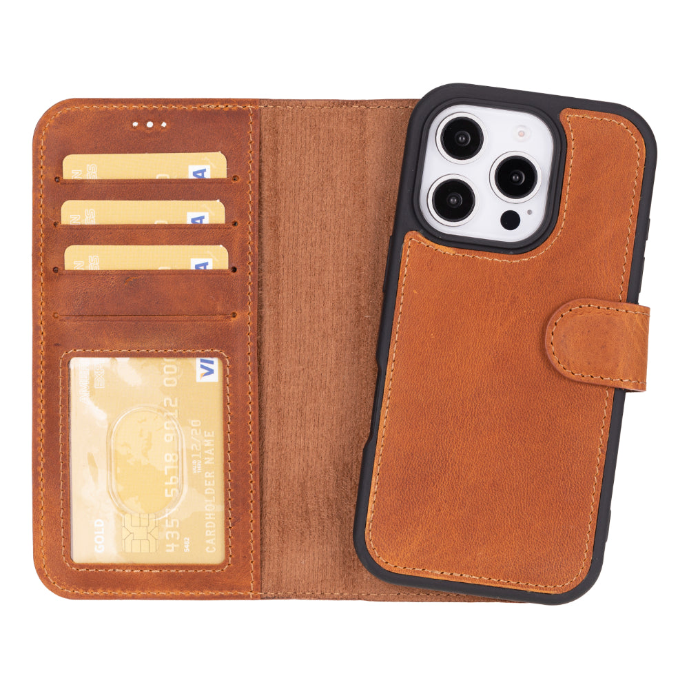 iPhone 16 Pro Detachable Leather Wallet Case